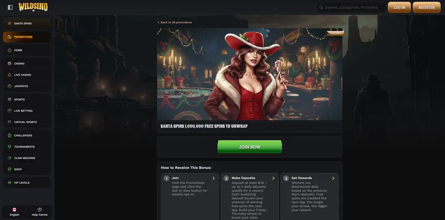 Santa Spins 1,000,000 giros gratuitos