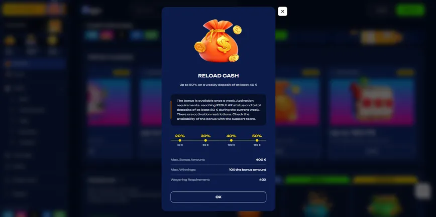 Reload Cash at Fugu Casino