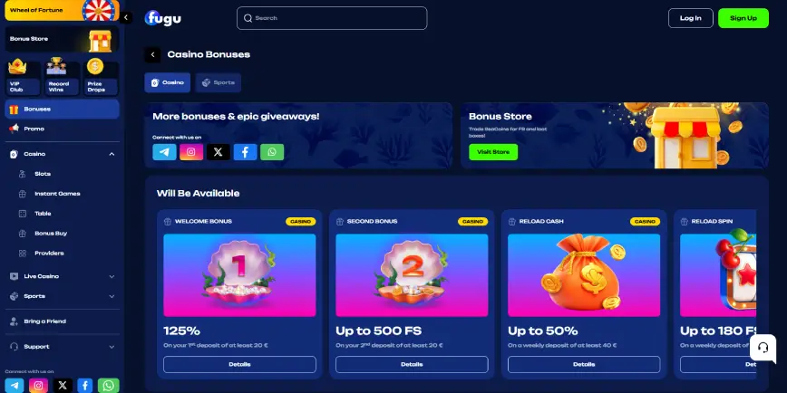 Promotions and Bonuses at Fugu Casino