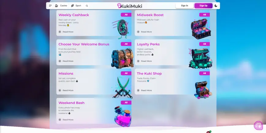 Promoções e bônus do KukiMuki Casino