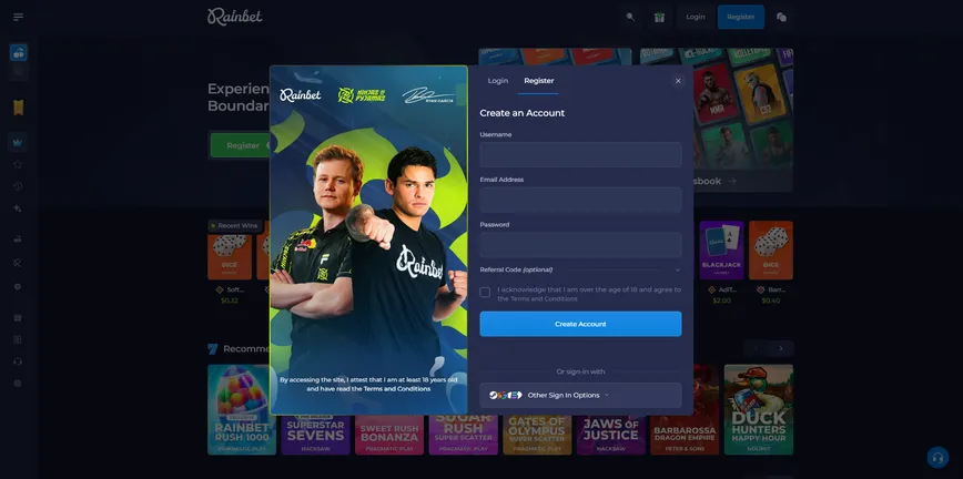 Registro en Rainbet Casino