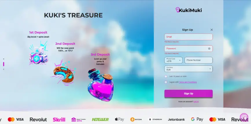 Cadastro no KukiMuki Casino