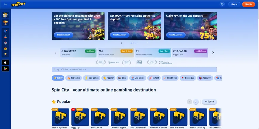 About at Spin City Casino