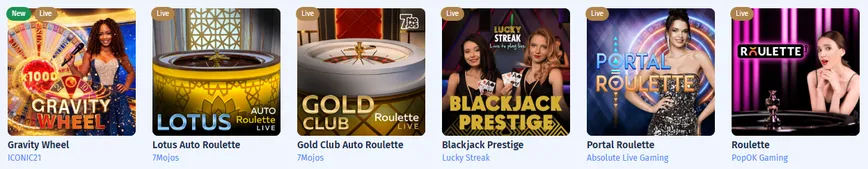 Juegos de Casino con Crupier en Vivo en Spin City Casino