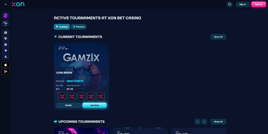 Tournaments and Races at Xon Bet Casino