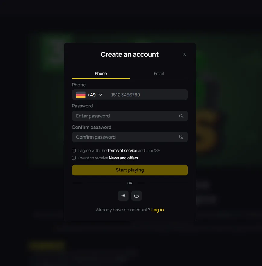 Inscription sur 10 Black Casino