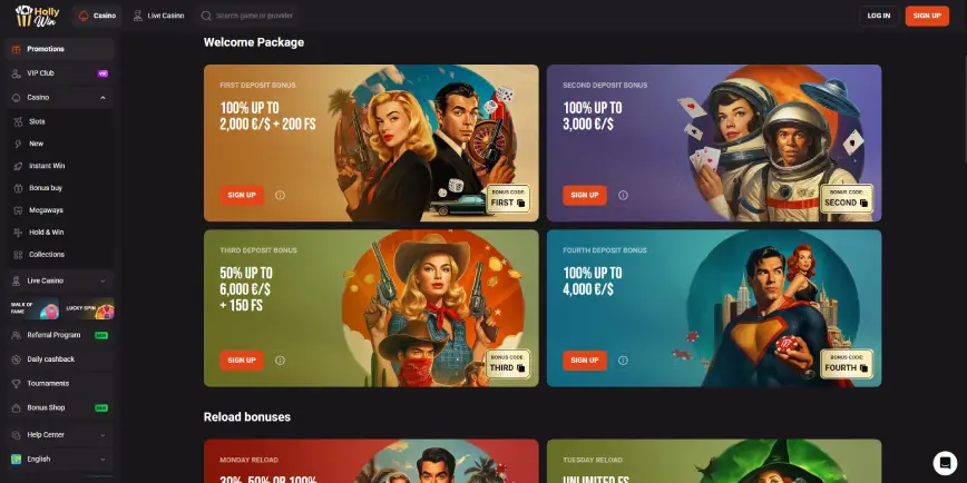 Promociones de HollyWin Casino