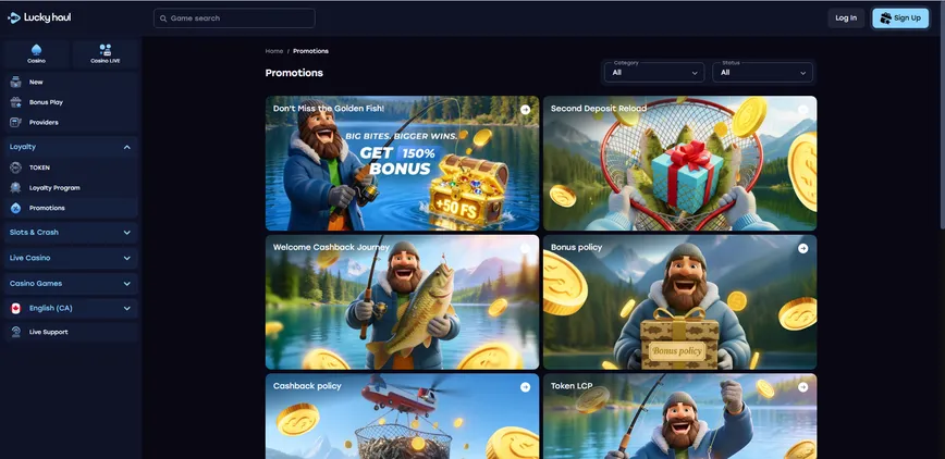 Promotions and Bonuses at LuckyHaul Casino