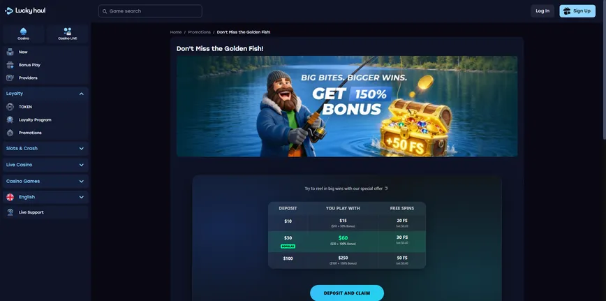 LuckyHaul Casino Welcome Bonus