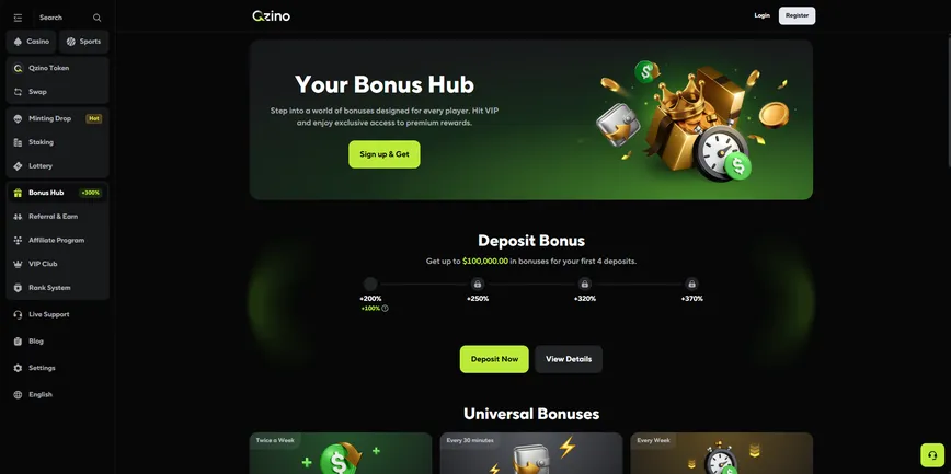 Promotions Offers at Qzino Casino