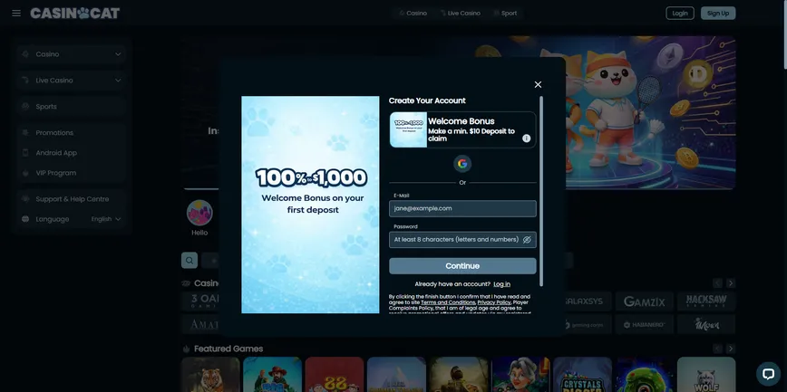 How to Register at Casinocat Casino
