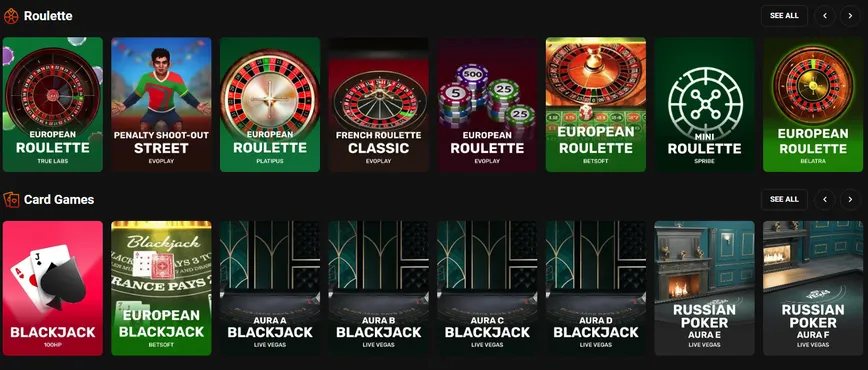 Table Games at Hadesbet Casino