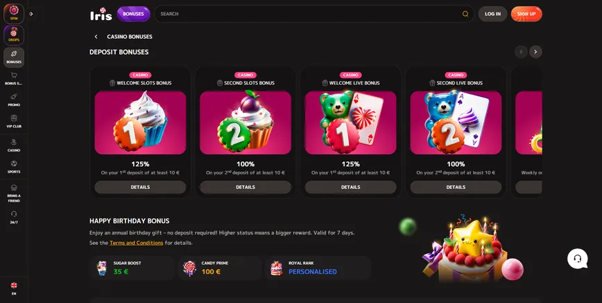Promotions and Bonuses at IRIS Casino