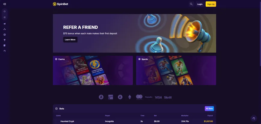 About at Spinbet casino