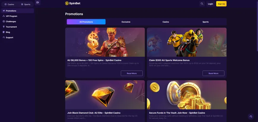 Promotions and Bonuses at Spinbet casino