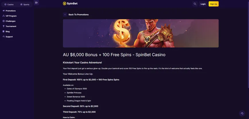 Spinbet Casino Welcome Bonus