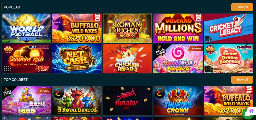Slots games at Coldbet Casino