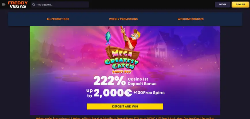 First Deposit Bonus at Freddy Vegas
