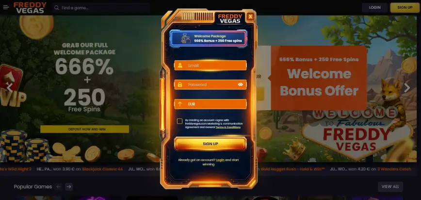 How to Register at Freddy Vegas