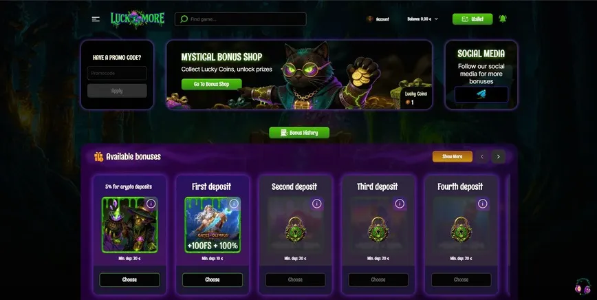 LuckMore Casino Bonuses and Promotions
