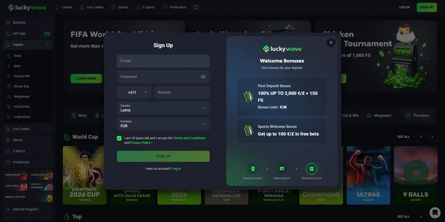 How to Register at LuckyWave Casino