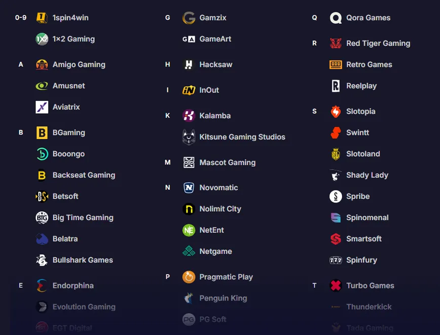Provedores de software no Sierra Casino