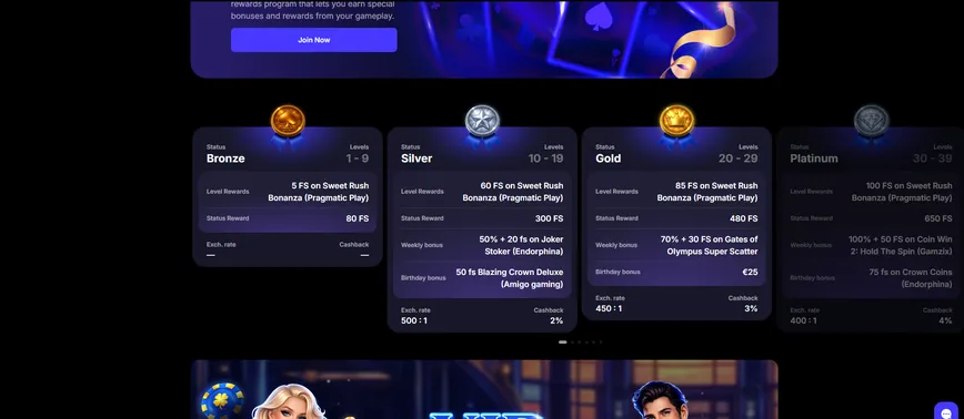 Programa VIP e benefícios para High Rollers