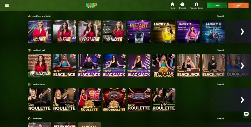 Live Dealer Games at Spin Million Casino