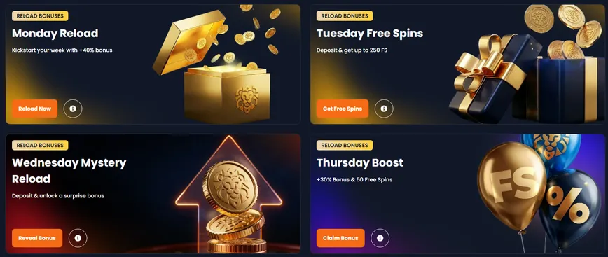 Lucky Lion Casino Reload Bonuses